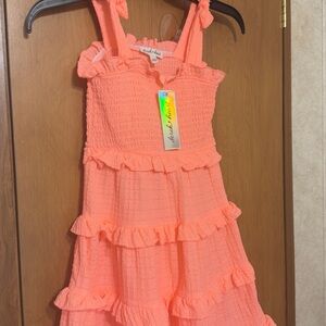 Derek Heart Vibrant Coral Ruffle Dress